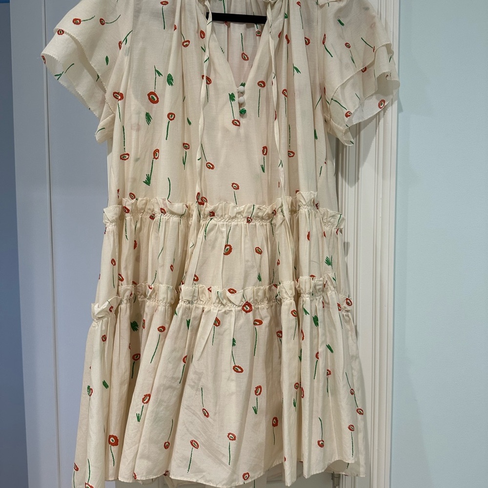 hunter bell flowy print dress with slip